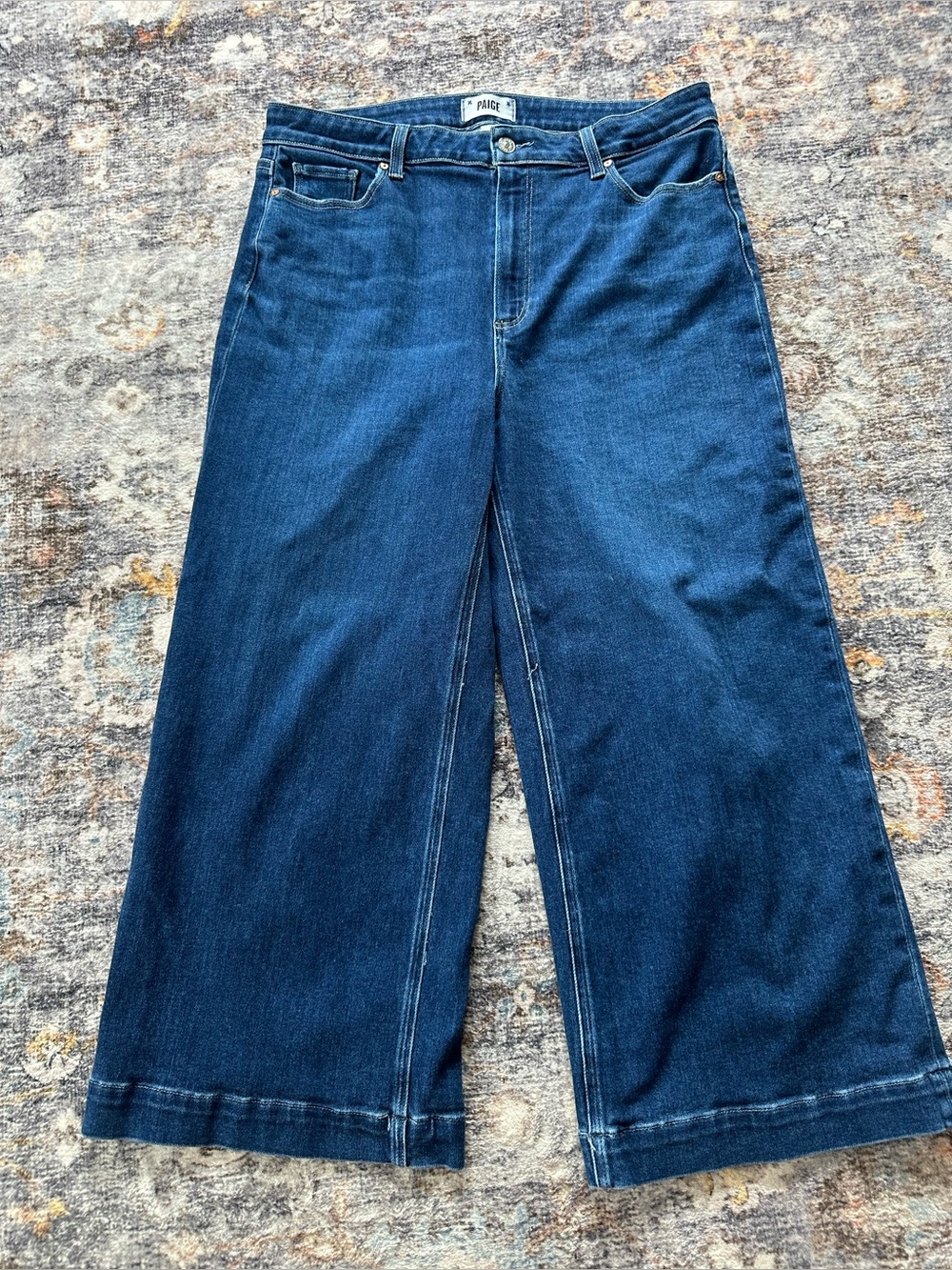 Paige Anessa Wide Leg Crop Jeans in Provocative Wash - Size 33